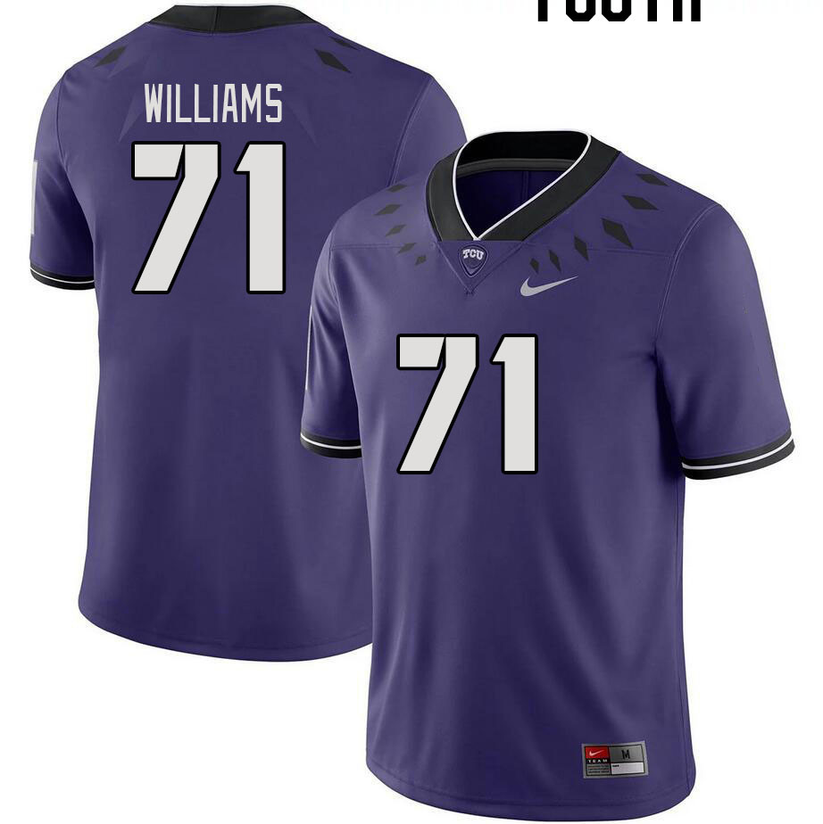 Youth #71 Marcus Williams TCU Horned Frogs 2023 College Footbal Jerseys Stitched-Purple